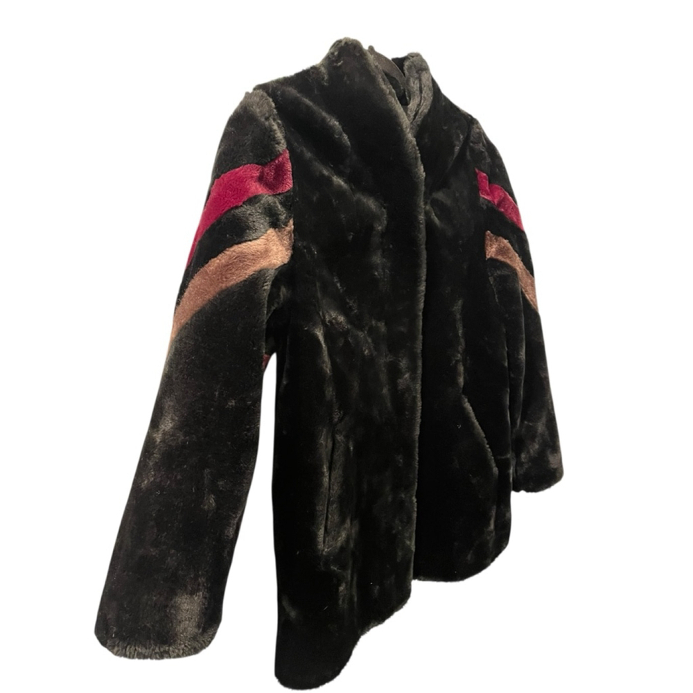 Vintage 70's Faux Fur Boogie Nights Striped Coat Jacket Size Medium Women's - Picture 3 of 8